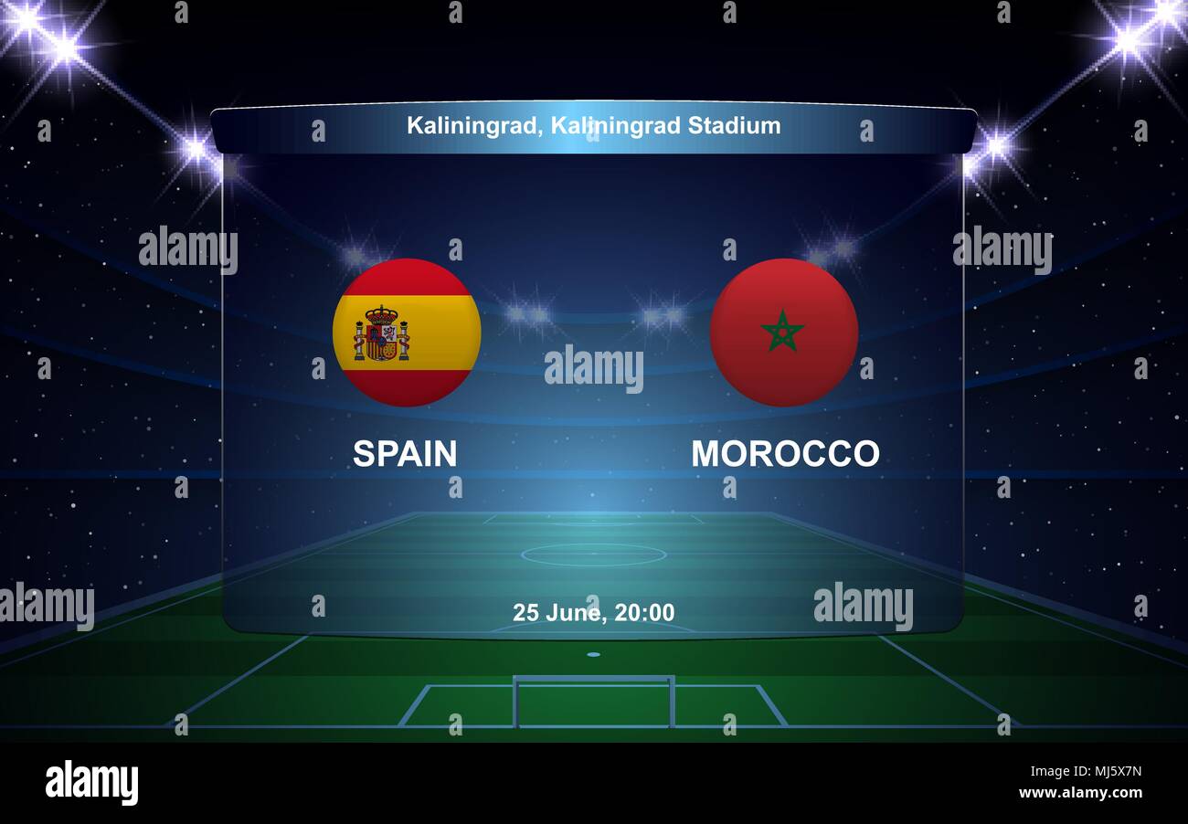 Tableau de bord de l'Espagne contre le Maroc football soccer graphique broadcast template Illustration de Vecteur