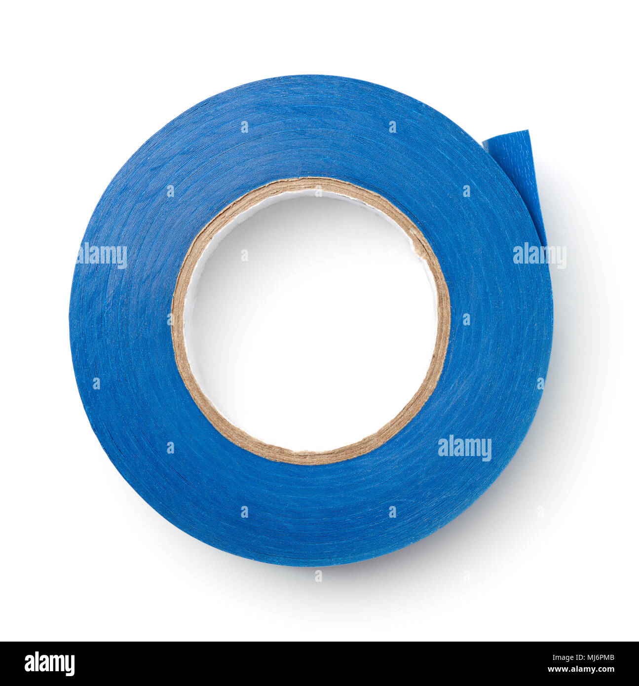 Vue de dessus de la bande de conduit en plastique bleu isolated on white Banque D'Images