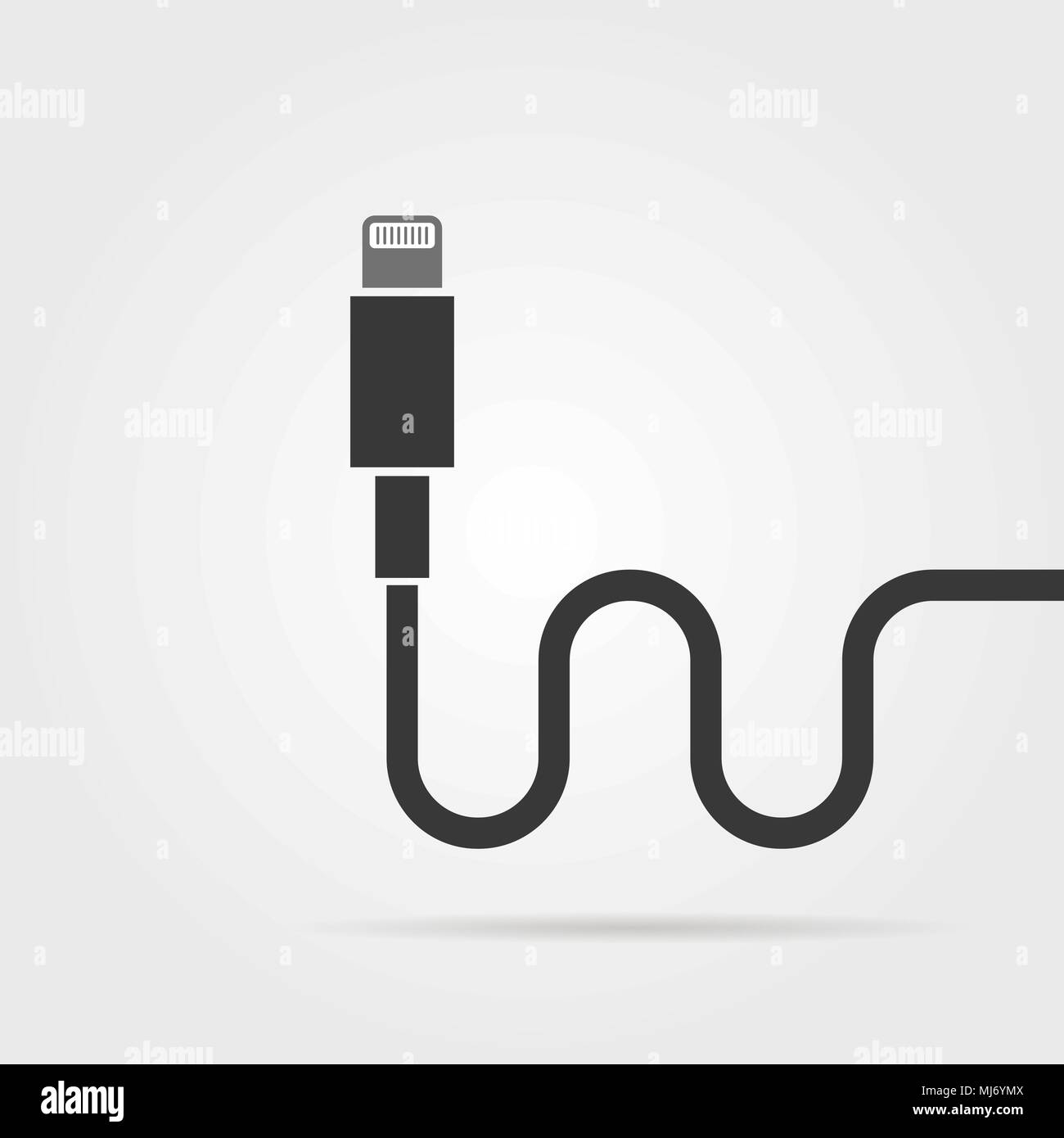 Connecteur lightning noir avec ombre Illustration de Vecteur