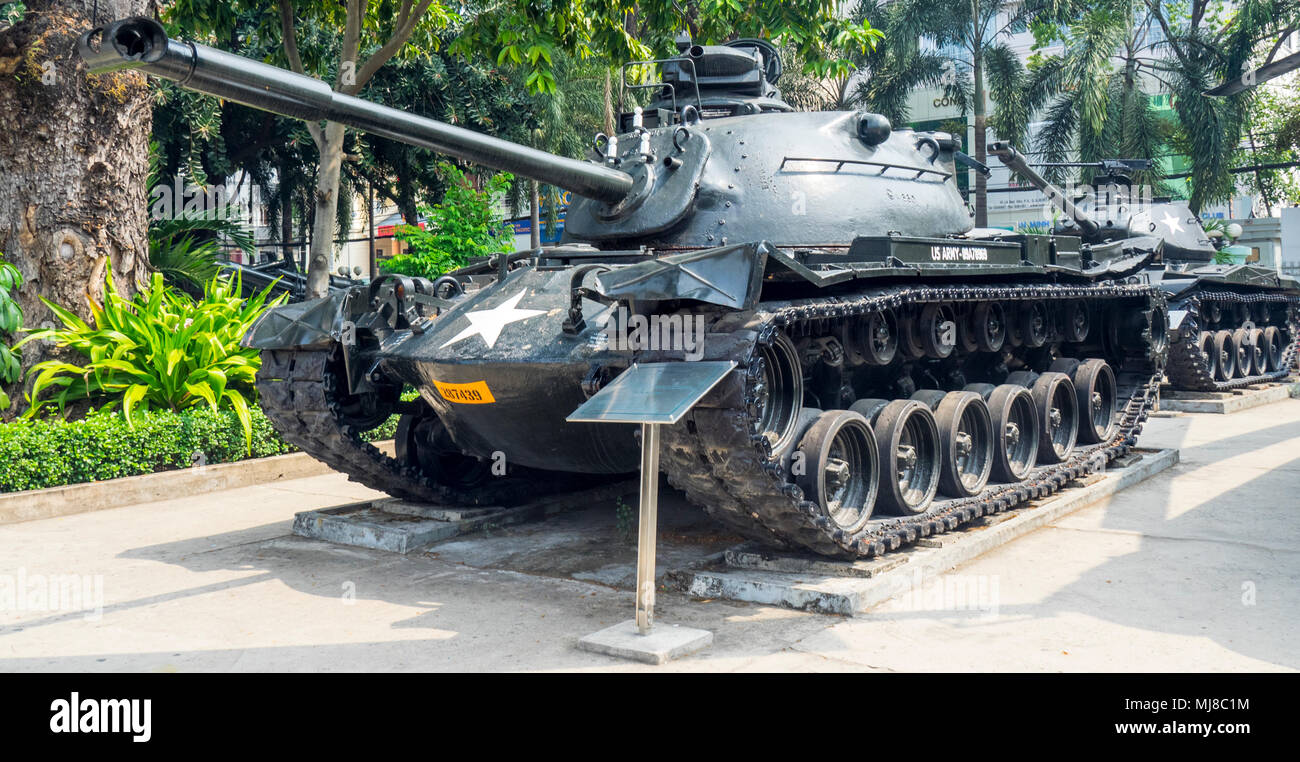 US Army M48Patton tank à partir de la guerre du Vietnam à l'affiche au Musée des débris de guerre, Ho Chi Minh City, Vietnam. Banque D'Images