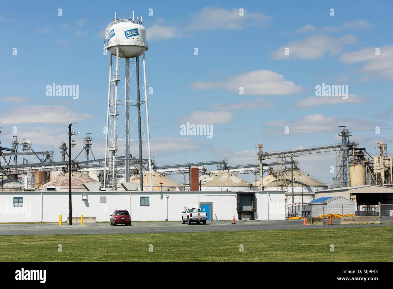 Un logo affiche à l'extérieur d'un établissement occupé par Perdue beauté à Salisbury, Maryland, le 29 avril 2018. Banque D'Images