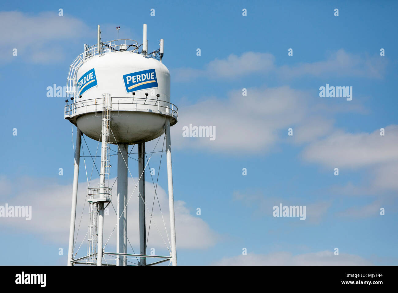 Un logo affiche à l'extérieur d'un établissement occupé par Perdue beauté à Salisbury, Maryland, le 29 avril 2018. Banque D'Images