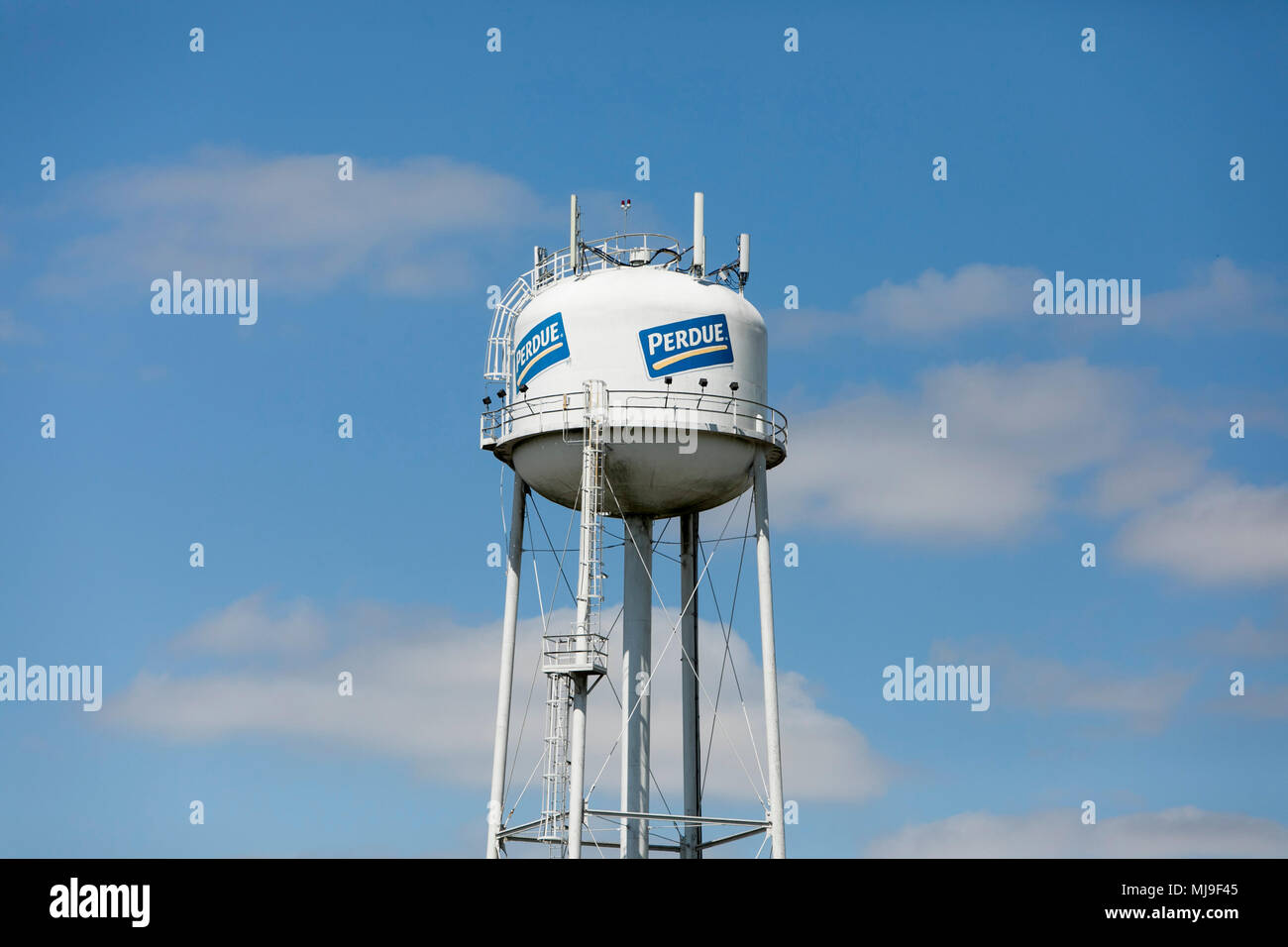 Un logo affiche à l'extérieur d'un établissement occupé par Perdue beauté à Salisbury, Maryland, le 29 avril 2018. Banque D'Images