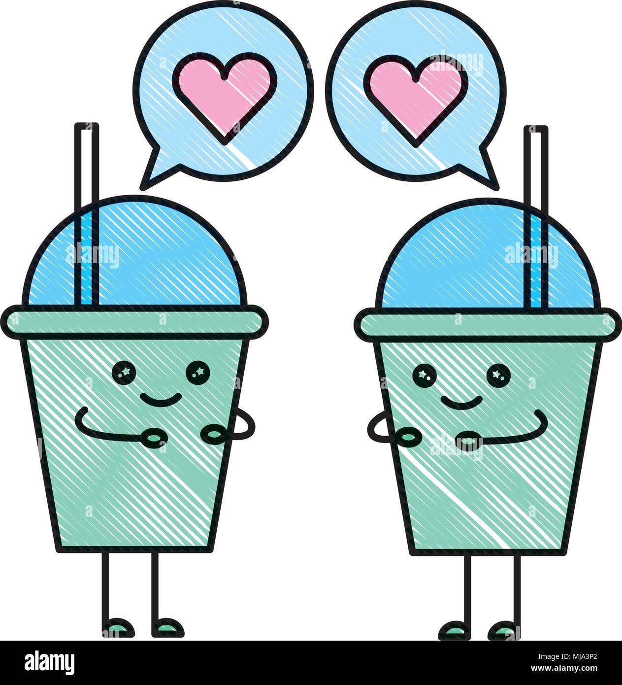 Kawaii café tasse de papier bulle amour cartoon vector illustration Illustration de Vecteur