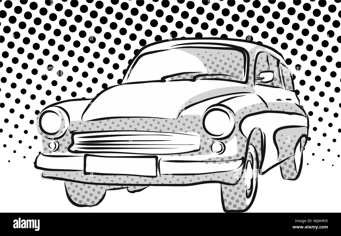 L'Allemagne de l'ancienne voiture, Dotted Background, scénario à la main Illustration de Vecteur