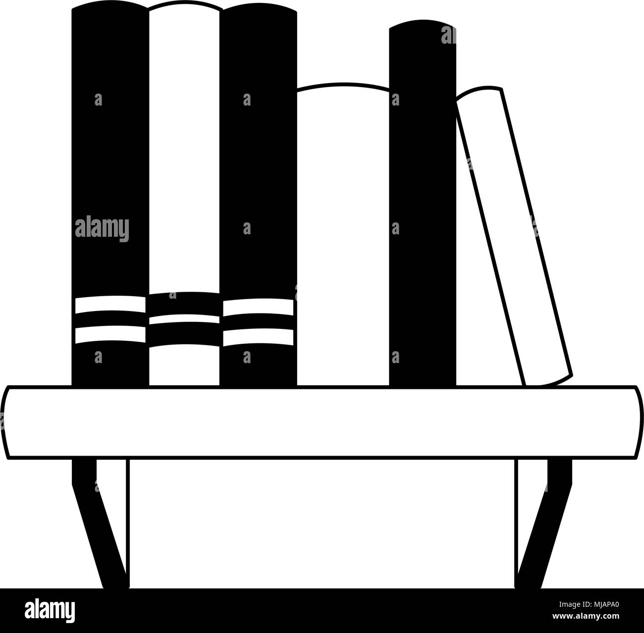 Livres sur l'étagère pour les couleurs noir et blanc Illustration de Vecteur
