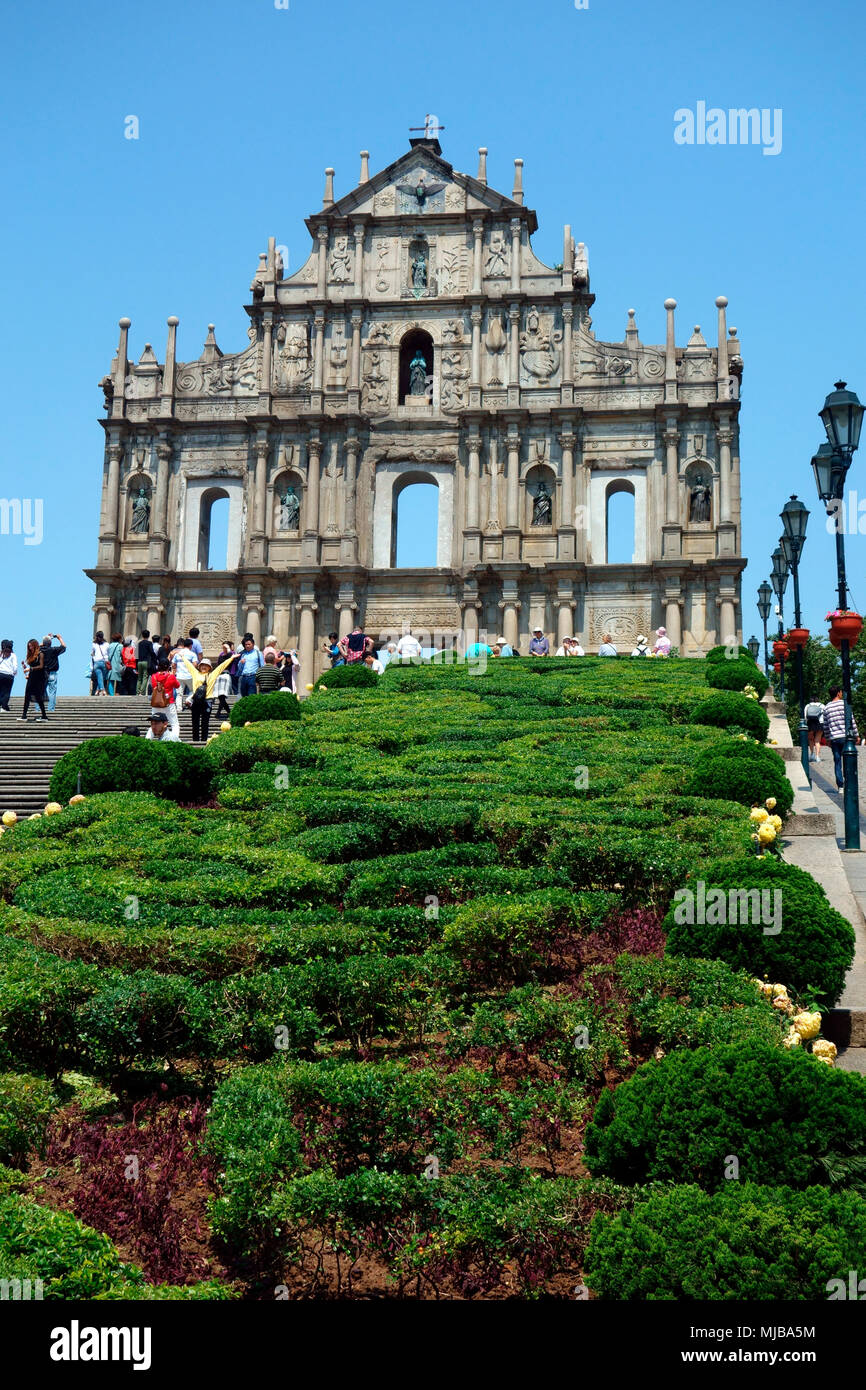 Ruines de l'église de St Paul, Macao, Région administrative spéciale de Chine Banque D'Images