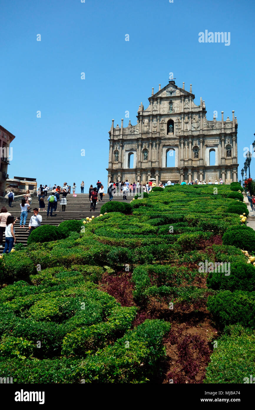 Ruines de l'église de St Paul, Macao, Région administrative spéciale de Chine Banque D'Images