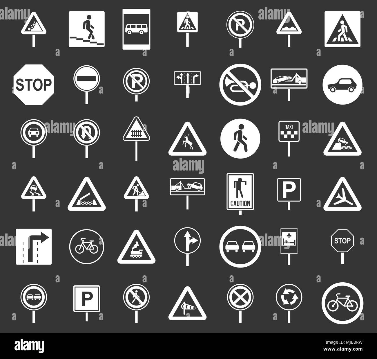 Road chante Icon Set vector gris Illustration de Vecteur