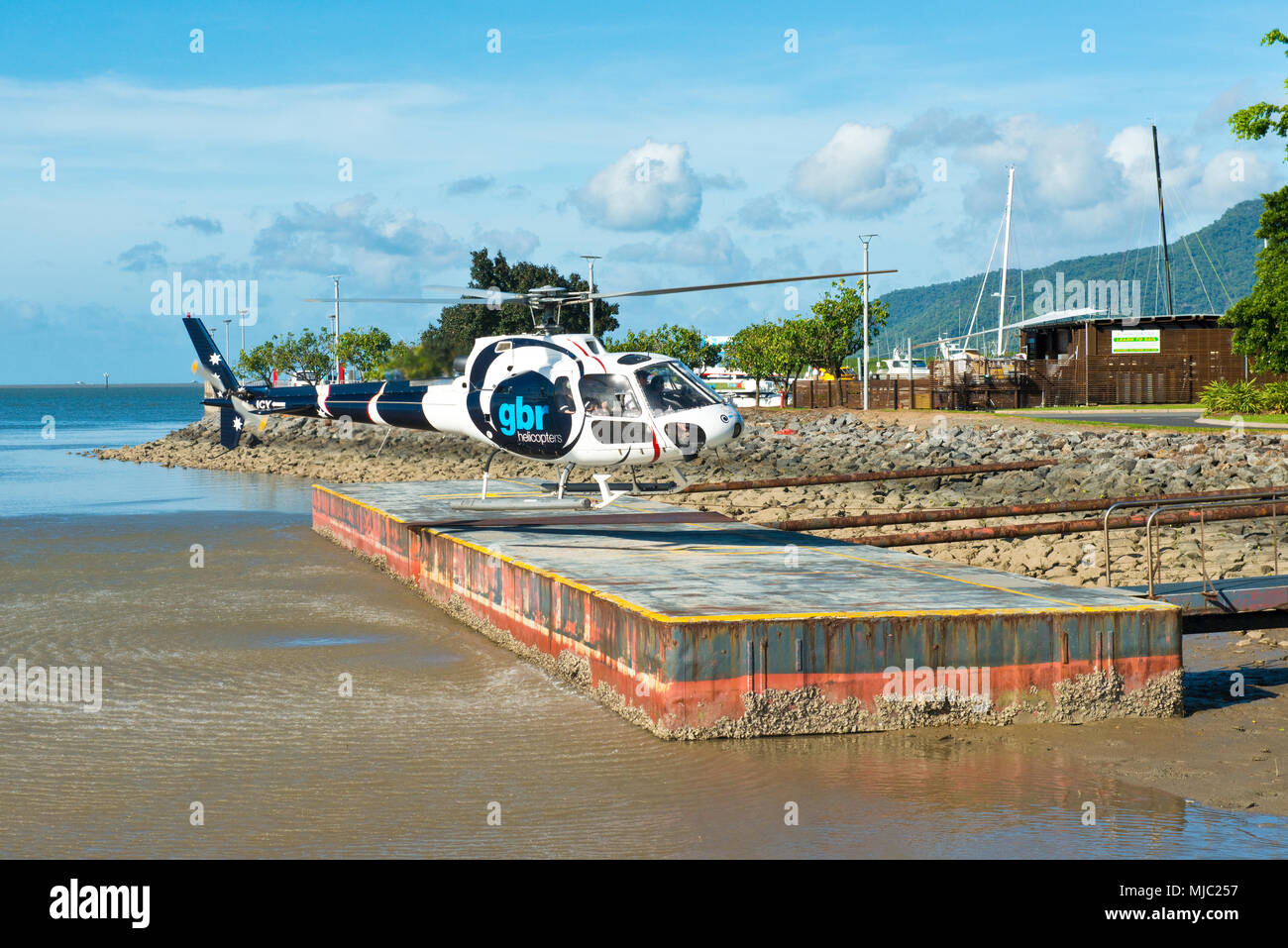 Vue d'hélicoptère voyage touristique à la Grande Barrière de Corail Banque D'Images