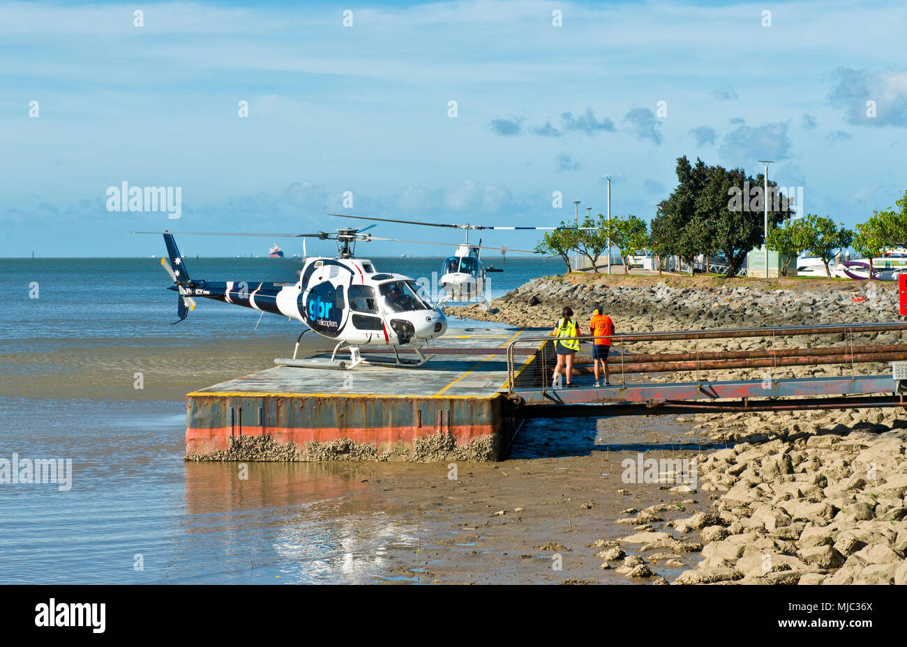 Vue d'hélicoptère voyage touristique à la Grande Barrière de Corail Banque D'Images