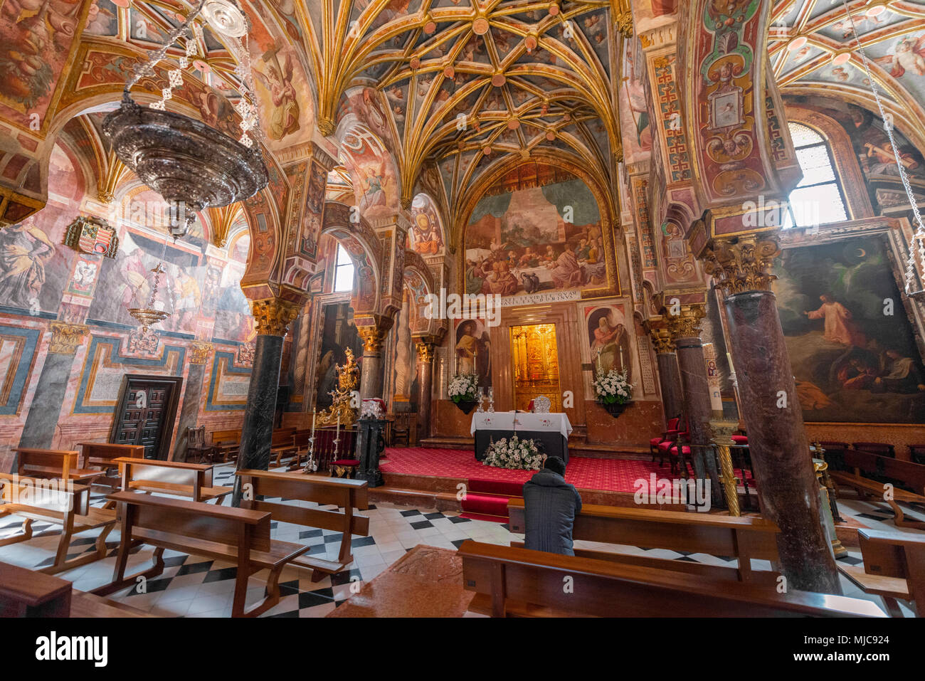 Tabernacle chapelle, décoré des peintures au plafond avec des anges, Mezquita-Catedral de Cordoba ou la cathédrale de la conception de Notre Dame, Cordoba Banque D'Images