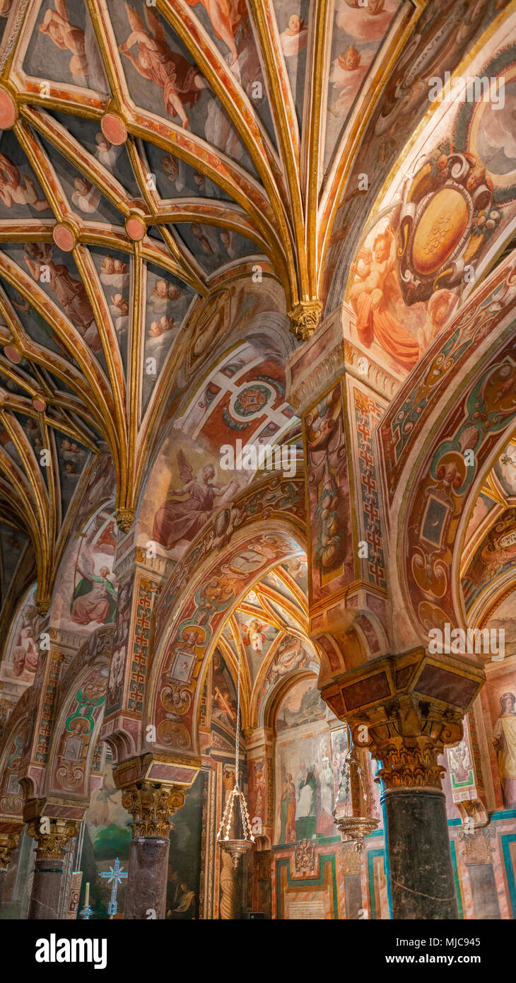 Peintures au plafond décoré avec des anges en Tabernacle Chapelle, Capilla del Sagrario, Mezquita-Catedral de Cordoba ou la cathédrale de la conception de Banque D'Images