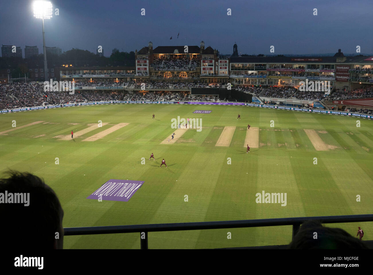 Angleterre jouer limited overs match v Antilles ,jour nuit au match de cricket au Oval en 2017 Banque D'Images