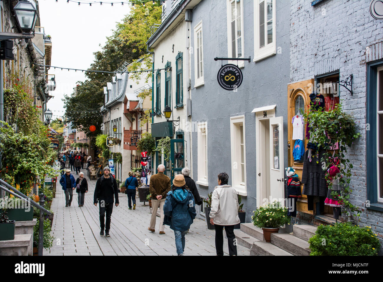 Vieille Ville avec la rue du Petit-Champlain, à Québec Banque D'Images