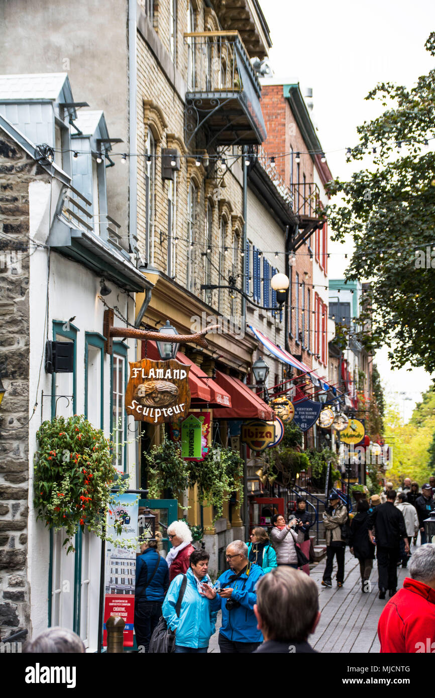Vieille Ville avec la rue du Petit-Champlain, à Québec Banque D'Images