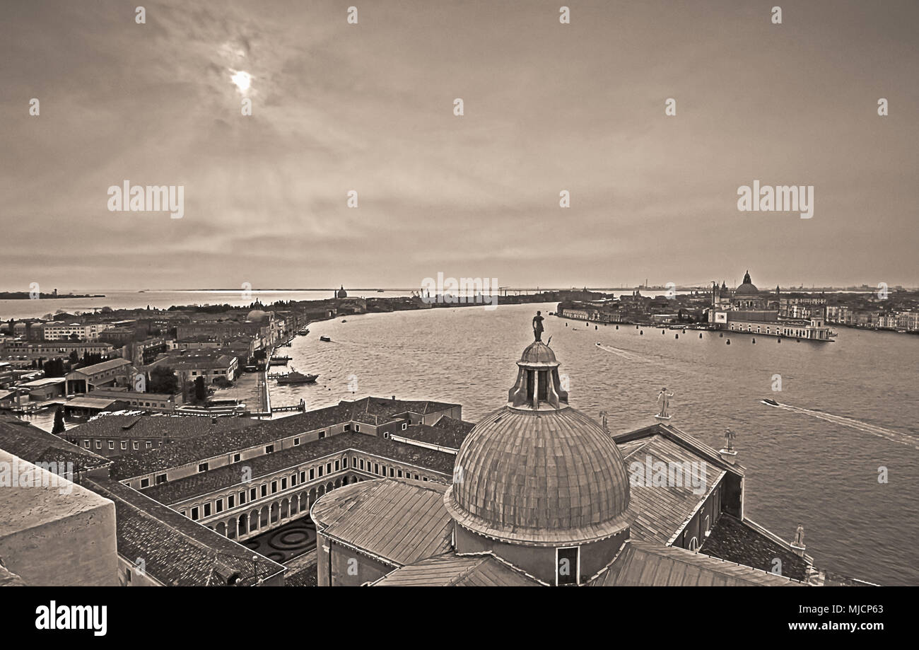 L'Italie, Venise, Canal della Giudecca, Basilica di San Giorgio Maggiore Banque D'Images