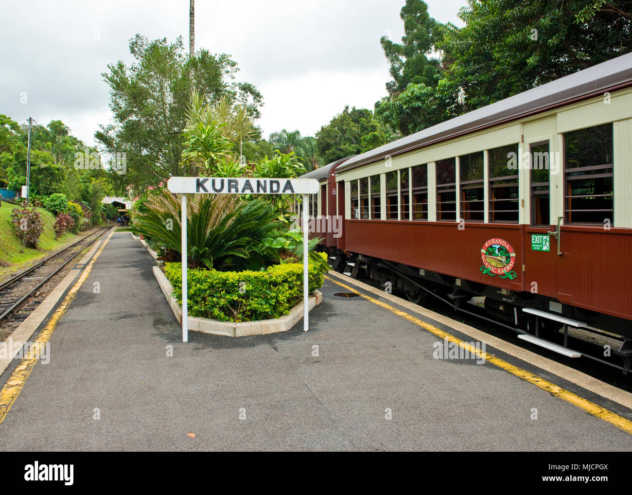 La plateforme de la gare de Kuranda. Queensland, Australie Banque D'Images