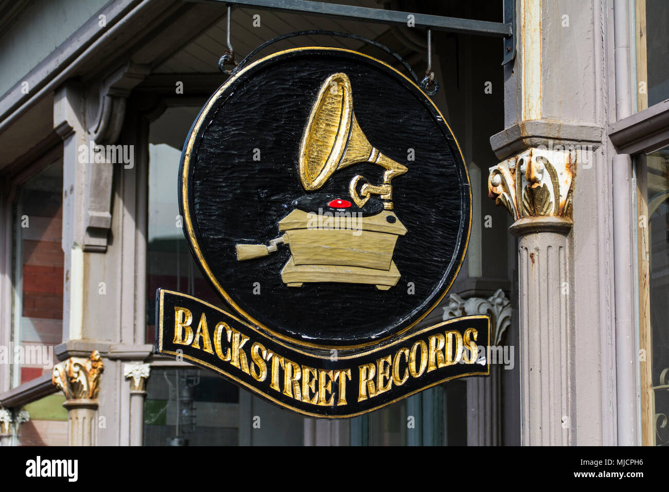 Musique shop sighn à Saint John au Canada Banque D'Images