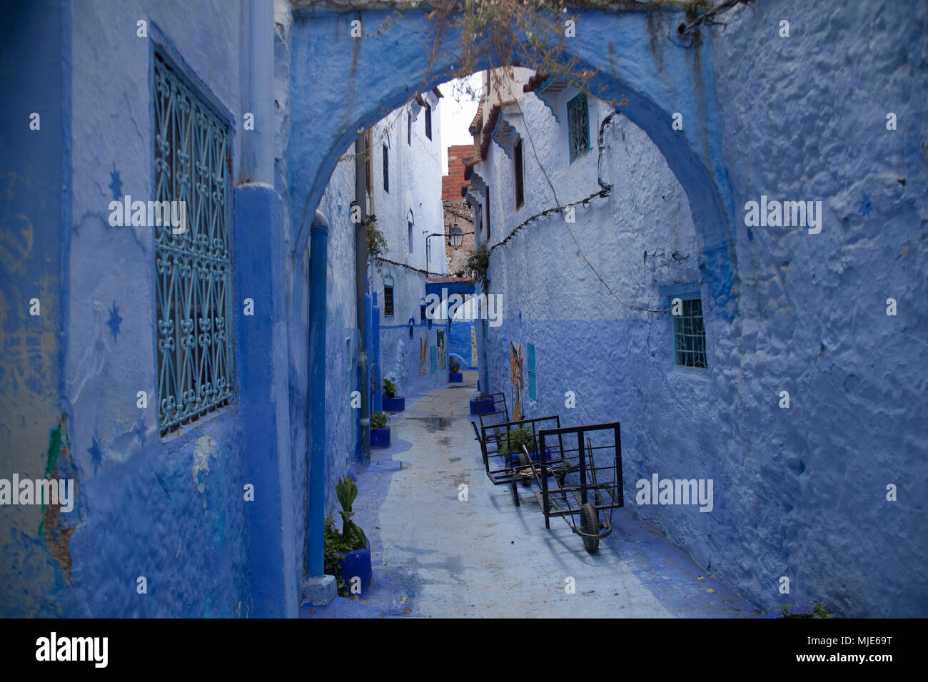 Le Maroc, Chefchaouen, Vieille Ville, Lane, Banque D'Images