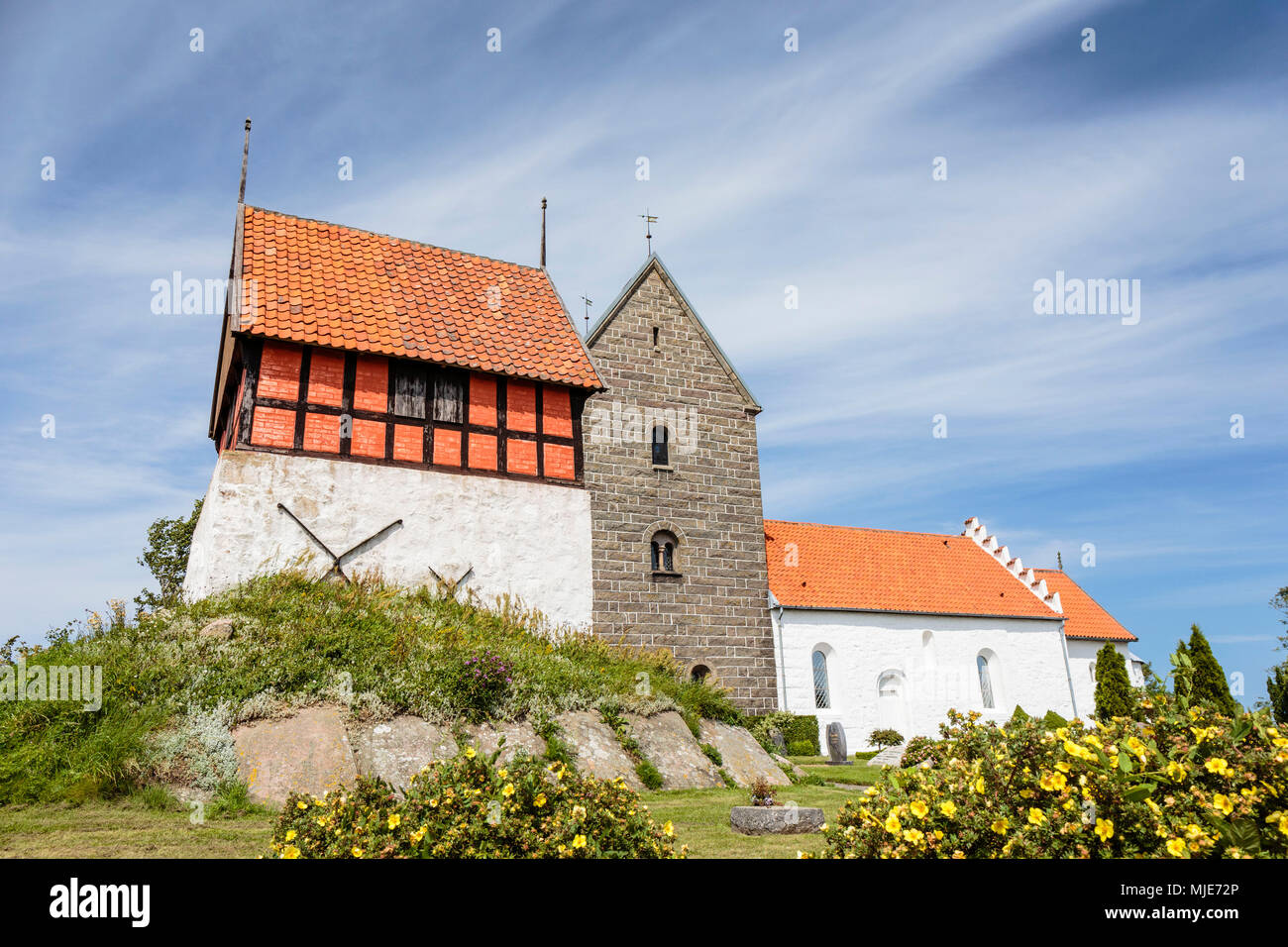 Clocher détaché (16ème siècle) de l'ornières Kirke (13e siècle), l'Europe, Danemark, Bornholm, Rutsker, Banque D'Images