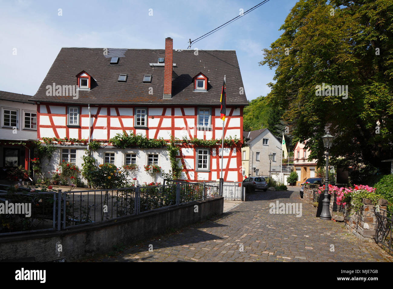 Maison à colombages, vieille ville, Kobern-gondorf, Site du patrimoine mondial de l'Unesco de la vallée du Haut-Rhin moyen, Rhénanie-Palatinat, Allemagne, Europe Banque D'Images