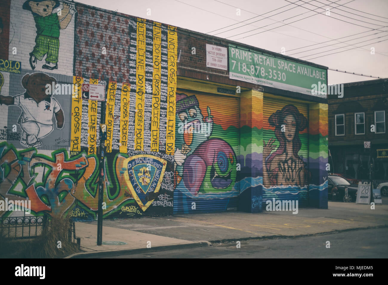 La zone graffiti colorés sur bushwick Banque D'Images