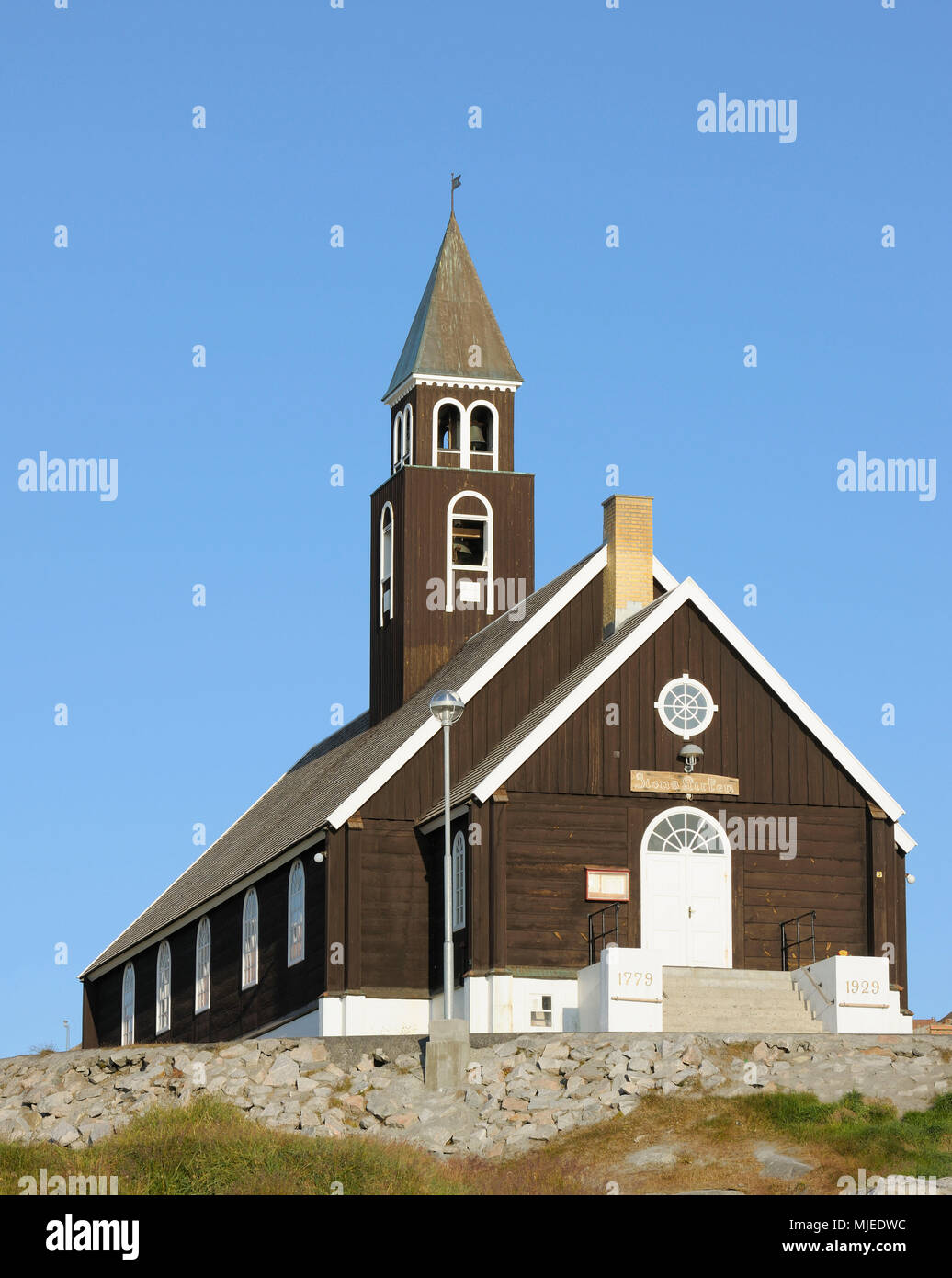 L'église de Sion, Ilulissat Icefjord,, la baie de Disko, Qaasuitsup, Groenland, régions polaires, Arctique Banque D'Images