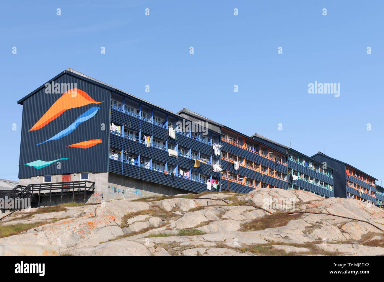 Appartement Maison, Fjord glacé d'Ilulissat,, la baie de Disko, Qaasuitsup, Groenland, régions polaires, Arctique Banque D'Images