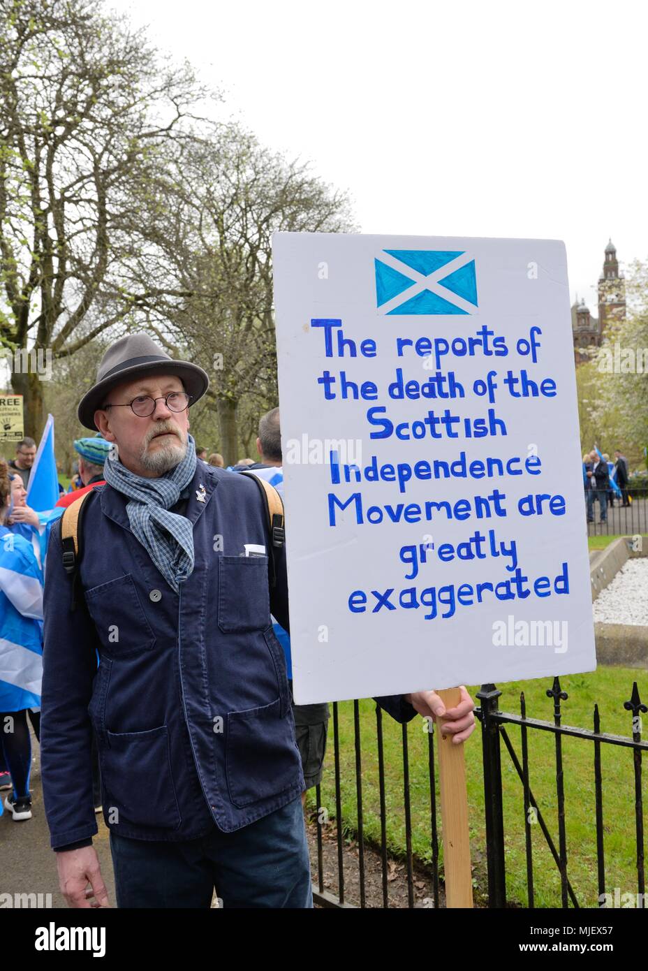Mai 5th, 2018. Glasgow, Ecosse, Royaume-Uni. Les partisans de tous les partis politiques avec un désir d'indépendance se sont réunis comme le "tout sous une même bannière' mouvement dans une manifestation dans les rues de Glasgow. C'est le plus grand de son genre mars jusqu'ici dans une poussée pour un deuxième référendum d'autodétermination. Banque D'Images