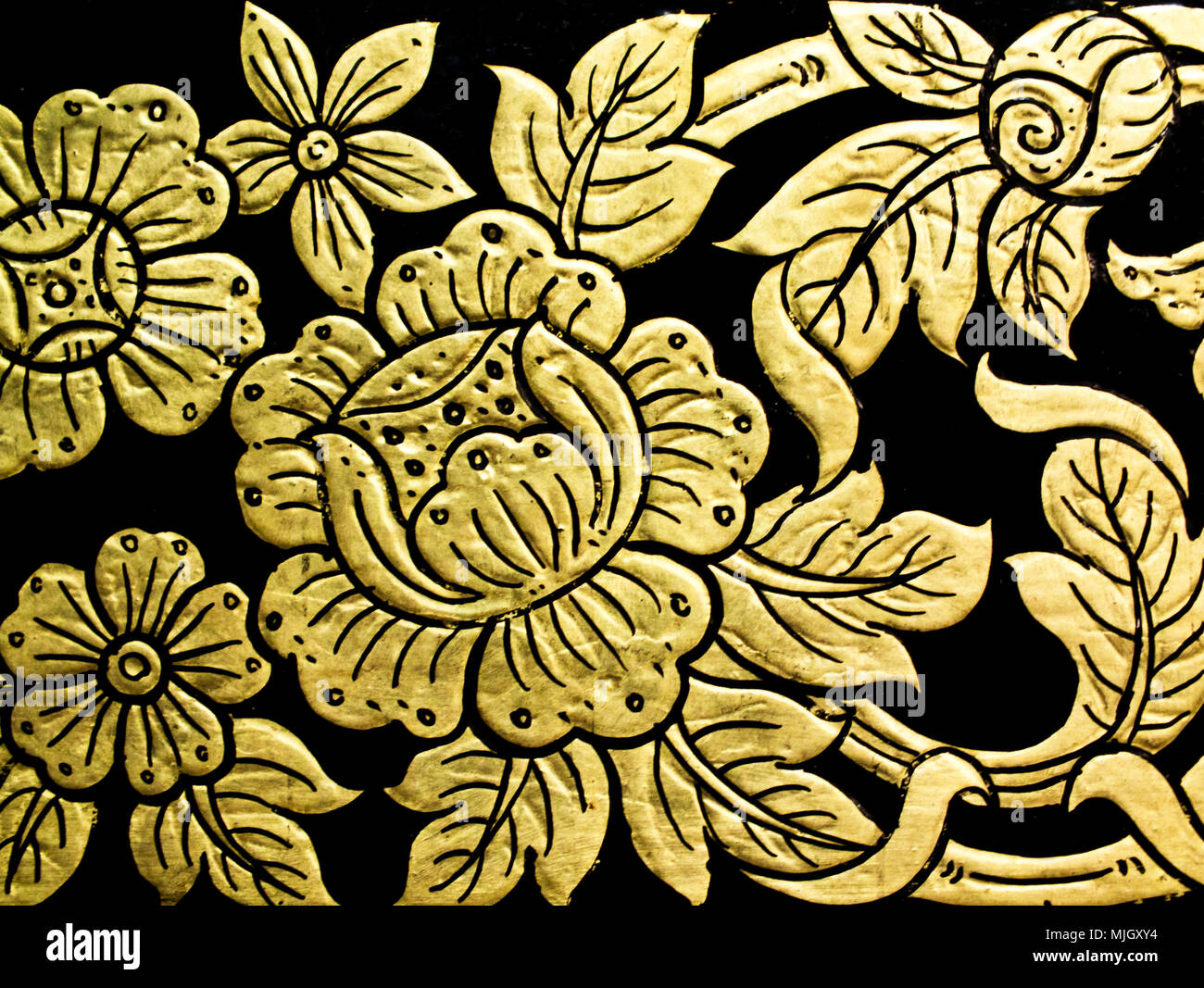 Dessin De Fleurs Dans Un Style Thaï Traditionnel Art Sur Mur