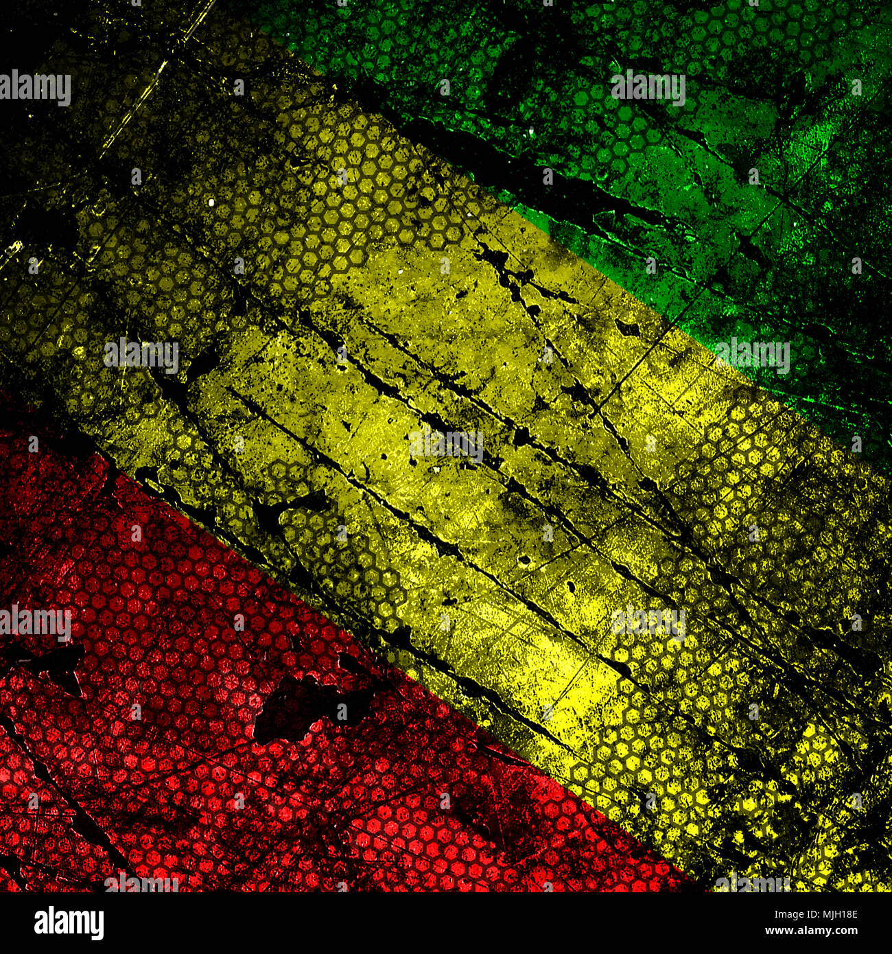 Rouge Jaune Vert Rasta Drapeau Sur Mur De Béton à Texture