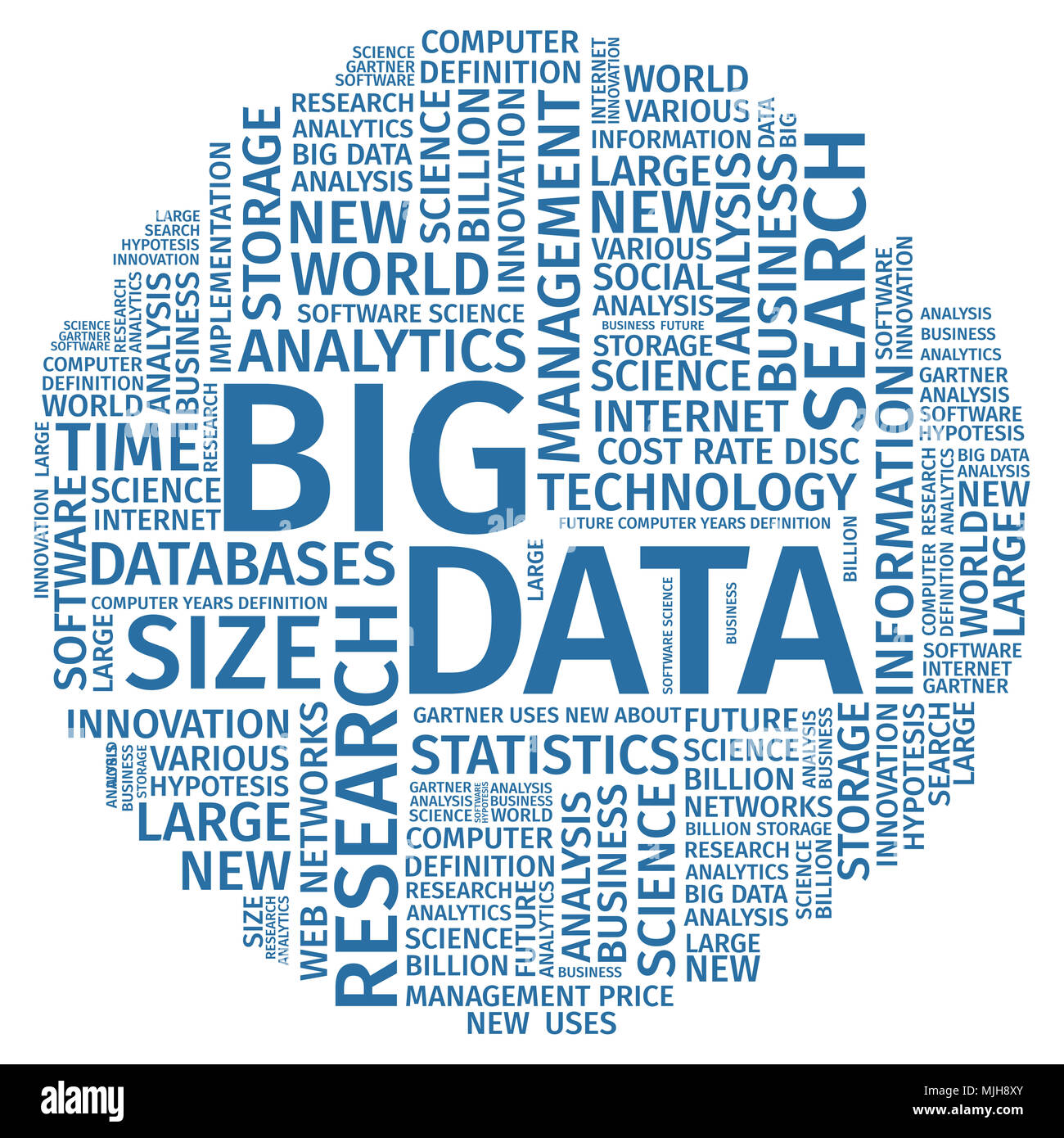 Composition de texte Word Big Data Cloud background Banque D'Images