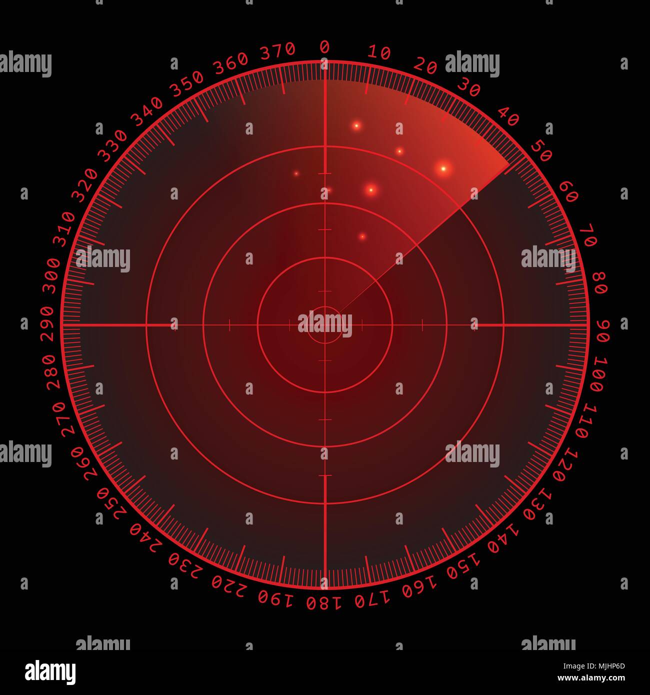Écran radar vert militaire avec la cible. Interface HUD futuriste ...