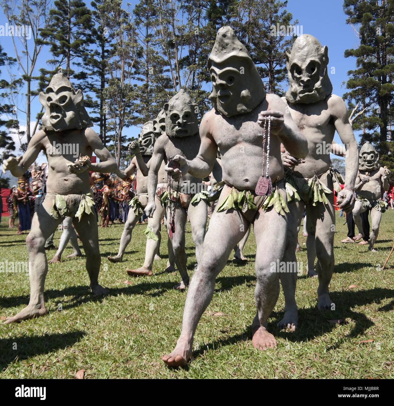 Mudmen tribe à Mount Hagen festival - 16-08-2014 Le Mont Hagen Papouasie Nouvelle Guinée Banque D'Images