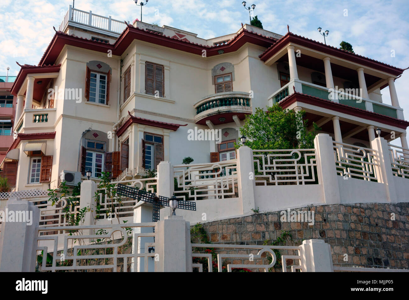 Villa coloniale sur l'Avenida da Republica, Macao, Chine Banque D'Images