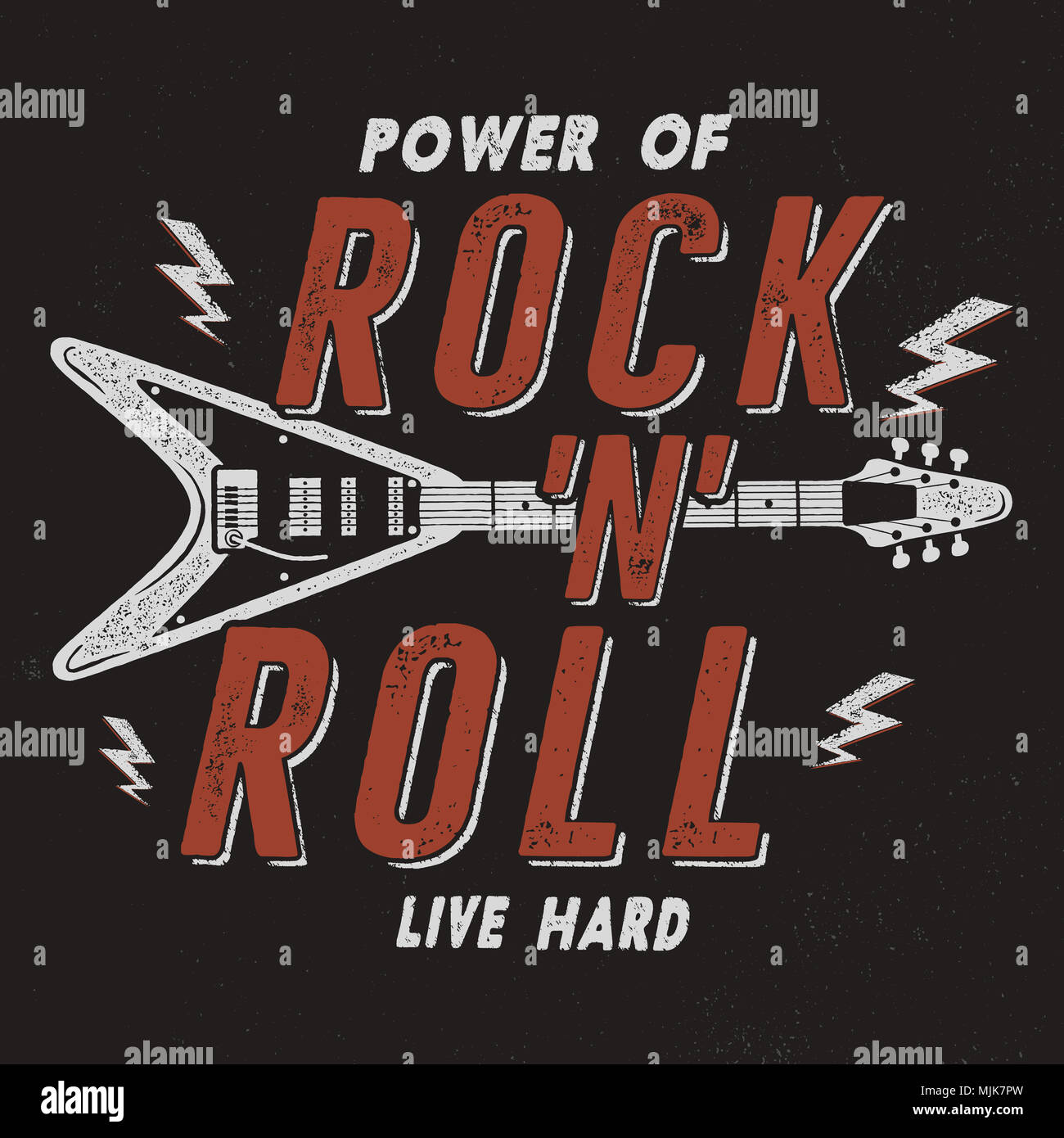 Dessiné à la main Vintage Rock n Roll, de l'affiche de la musique rétro  Arrière-plan. Conception graphique en t de musique. T-Shirt Hard Live.Stock  Photo Stock - Alamy