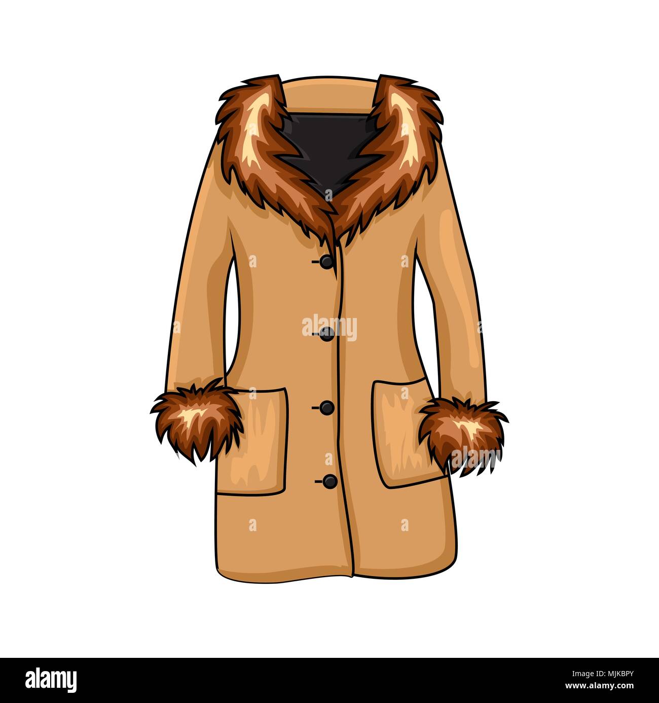 Manteau d'hiver fourrure Cartoon isolé sur fond blanc Image Vectorielle  Stock - Alamy