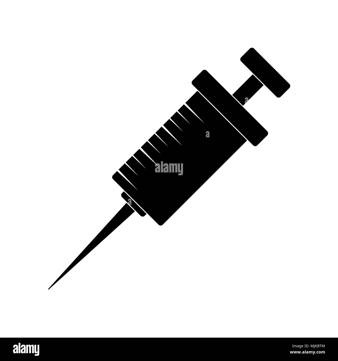 Cartoon seringue, silhouette d'injection isolé sur fond blanc Illustration de Vecteur