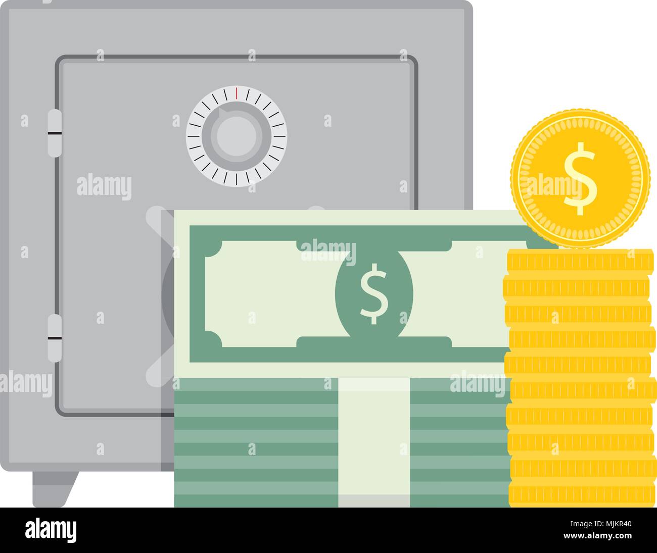 Compte de dépôt coffre-fort et de l'argent. Coffre-fort, vecteur de l'argent en dépôt, d'épargne de trésorerie finances illustration financière Illustration de Vecteur