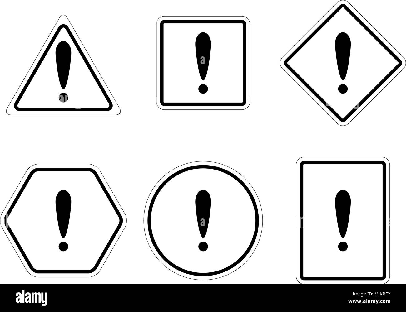 Ensemble d'attention et d'exclamation dans la forme. Symbole de la collecte et de l'erreur d'exclamation banner, noir blanc signe, vector illustration Illustration de Vecteur