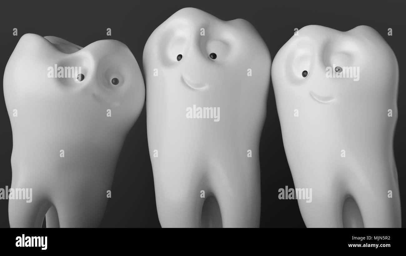 Des dents caricature. Dent de la famille à la séance photo - 3D Rendering Banque D'Images