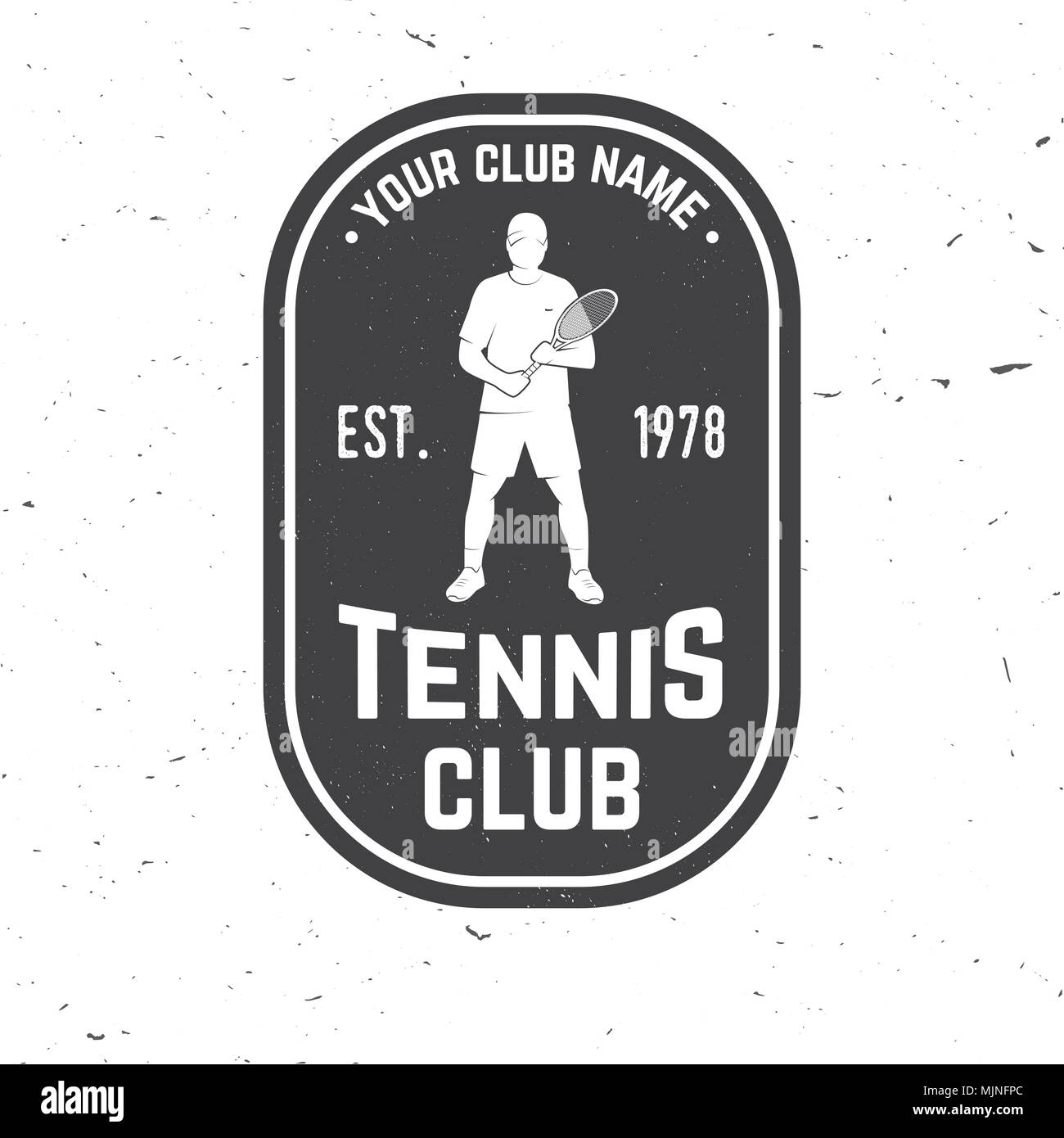 Tennis Club badge. Vector illustration. Concept pour chemise, imprimer, stamp ou tee. Typographie vintage design avec tennis player silhouette. Illustration de Vecteur