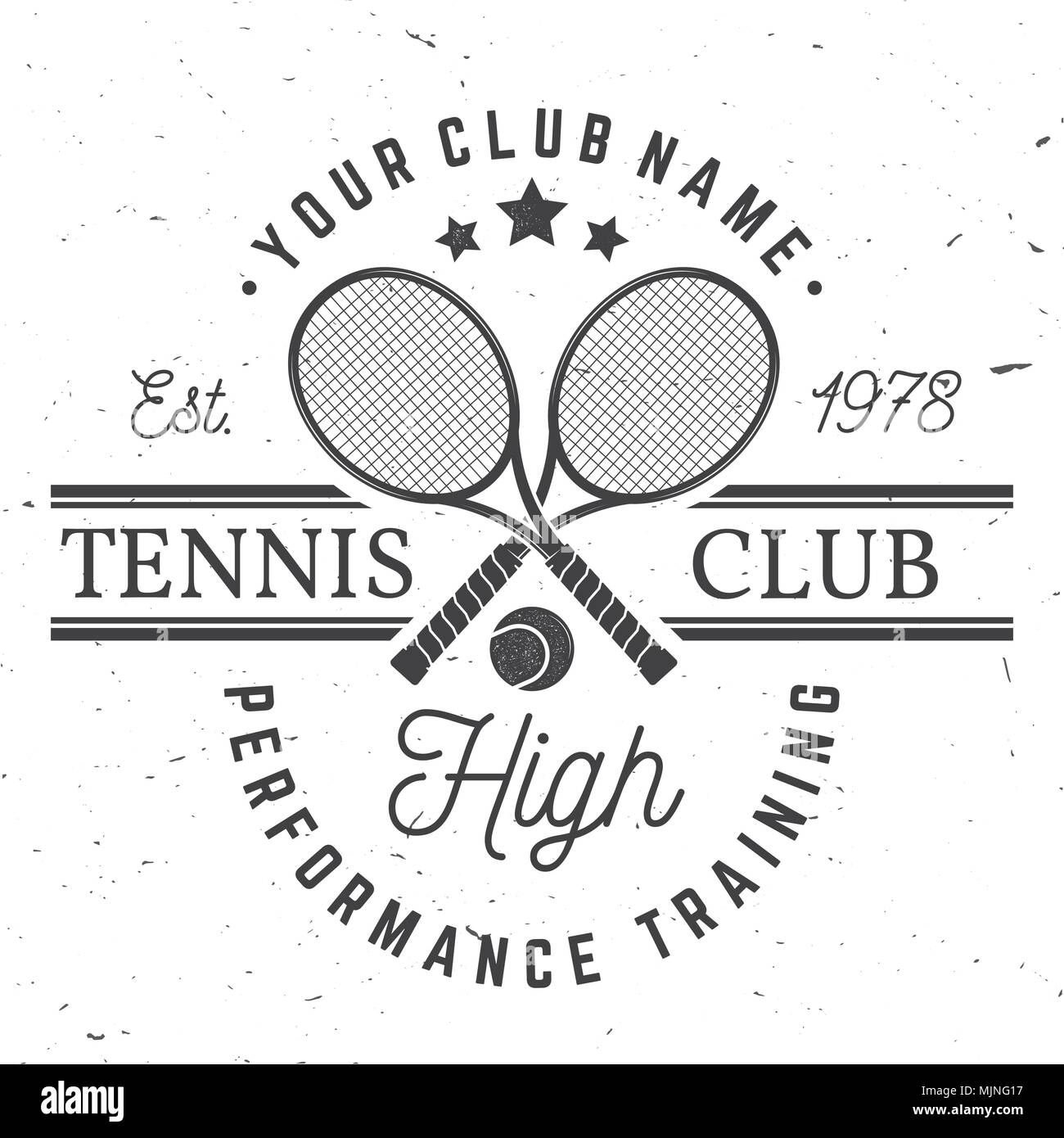 Tennis Club badge. Vector illustration. Concept pour chemise, imprimer, stamp ou tee. Typographie vintage design avec raquette de tennis et la balle d'ossature. Illustration de Vecteur