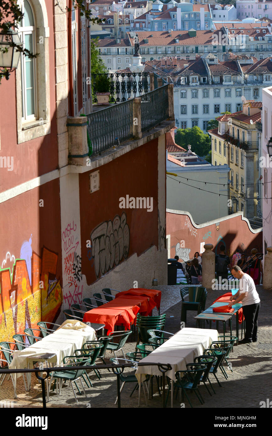Lisbonne, PORTUGAL - Octobre, 2017. Street view dans la vieille ville de Lisbonne, l'attraction des touristes haut au Portugal Banque D'Images