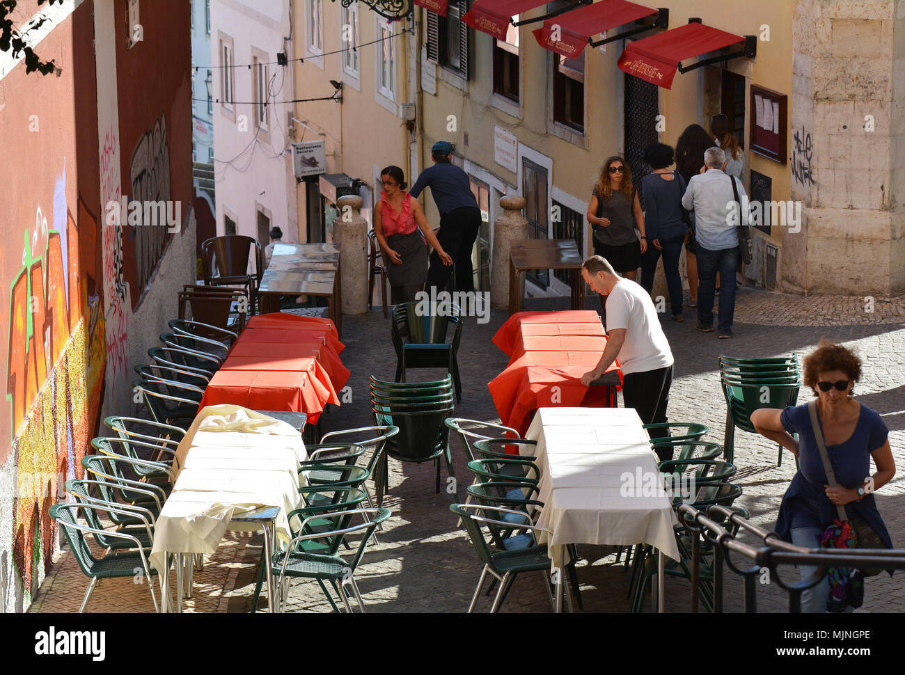 Lisbonne, PORTUGAL - Octobre, 2017. Street view dans la vieille ville de Lisbonne, l'attraction des touristes haut au Portugal Banque D'Images