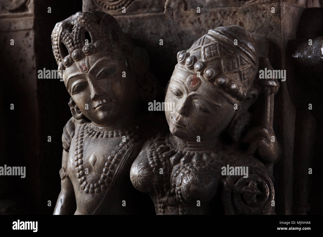 Statues hindoues anciennes dans l'Ambre, le Rajasthan (Inde) Banque D'Images Statues hindoues anciennes dans l'Ambre, le Rajasthan (Inde) Banque D'Images