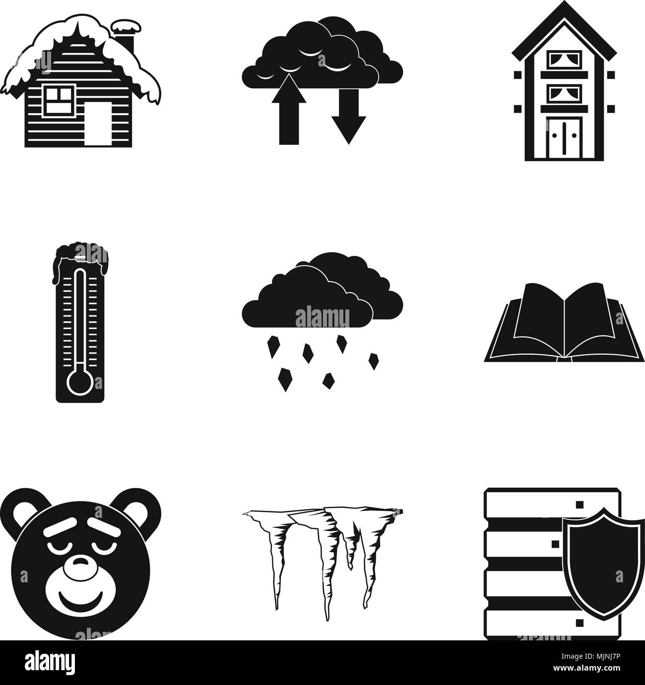 Maison chaleureuse, le style simple icons set Illustration de Vecteur