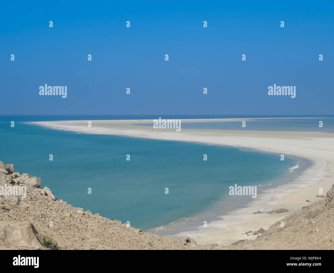 Panorama de Qalansiyah plage de sable blanc, l'île de Soqotra, Yémen Banque D'Images