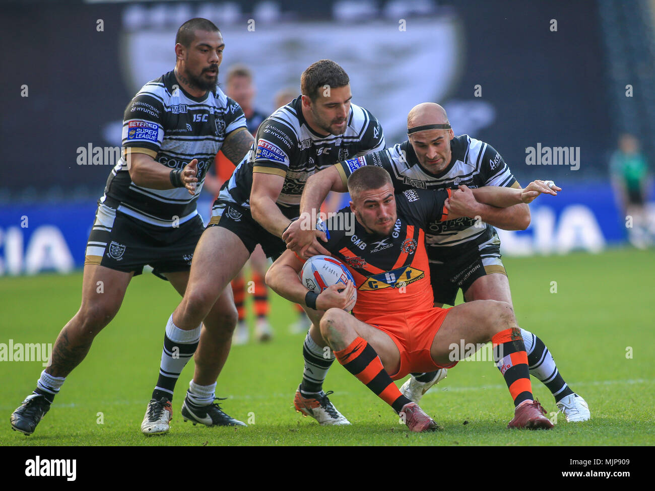 Le 05 mai 2018, Stade KCOM, Hull, Angleterre ; Betfred Super League rugby Round 14 Hull FC v Castleford Tigers ; Greg Minikin de Castleford Tigers été t Banque D'Images